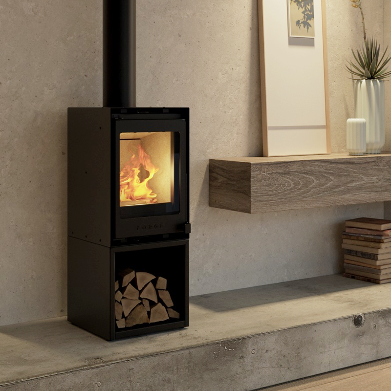 Forge f40 freestanding fireplace lifestyle setting