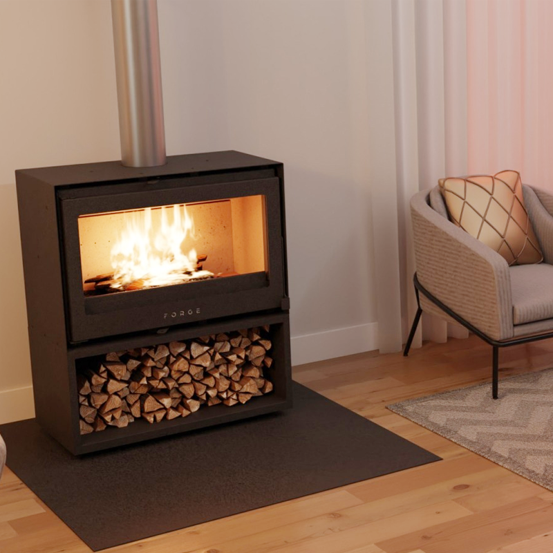 Forge f80 freestanding fireplace lifestyle setting