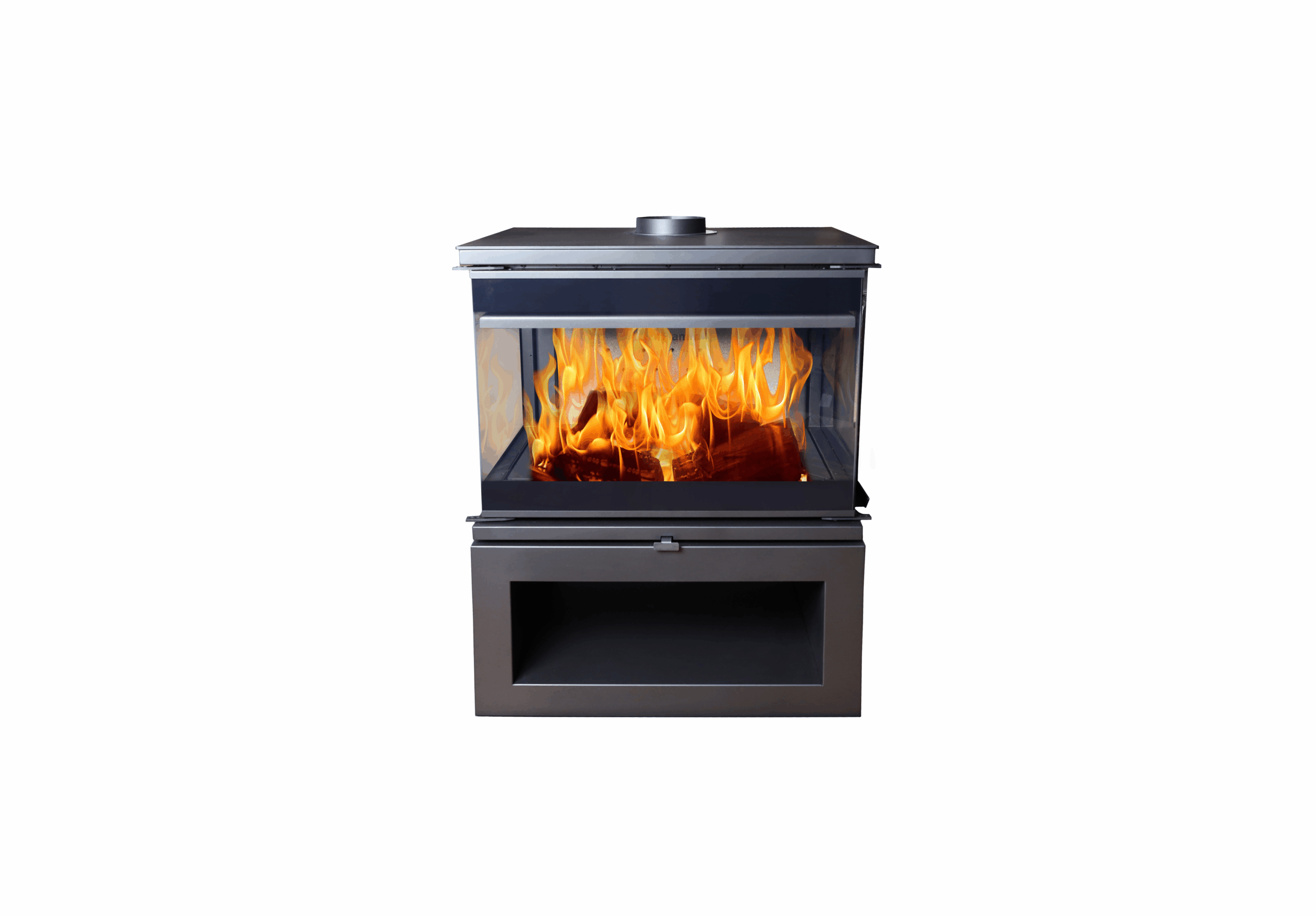 Flamm Peninsula 780 with Log Base Freestanding Fireplace (12-14kW) (Standard) – product view